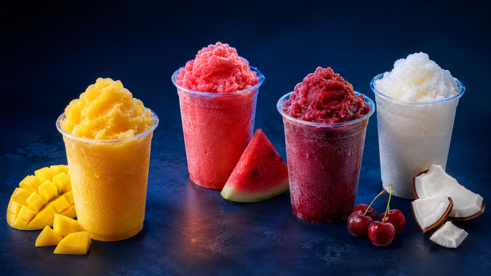 Cups of colorful Philadelphia-style water ice